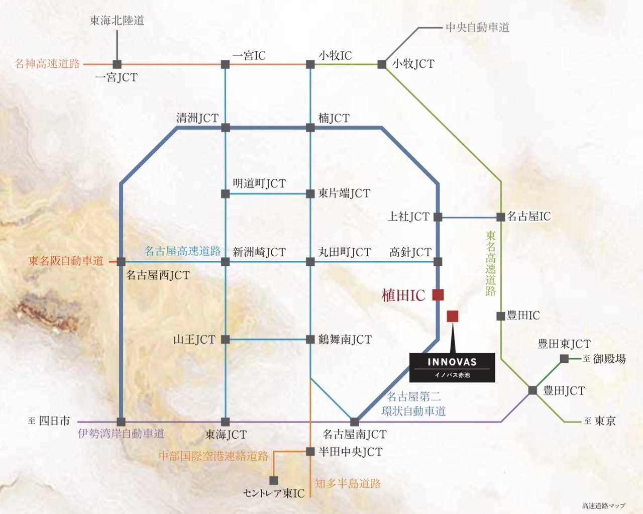 CAR ACCESS
高速ICへ5分、国道153号線にも近く、カーアクセスも快適