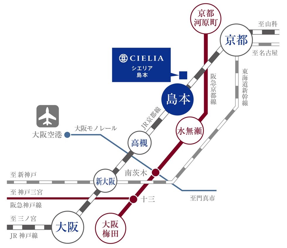 JRと阪急の2wayで大阪・京都の2大都心へダイレクト。