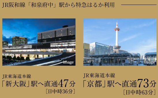 特急「はるか」で主要駅へもスピーディー