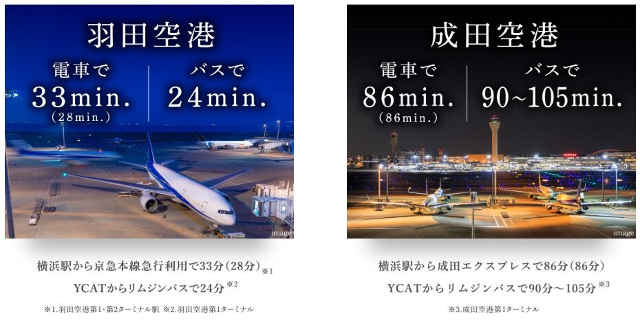 電車で、リムジンバスで、羽田＆成田空港へもダイレクトアクセス。