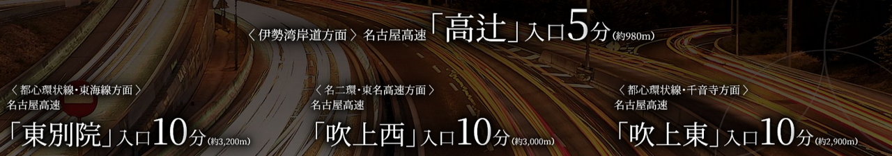 高速入口へ5分、快適なカーアクセス