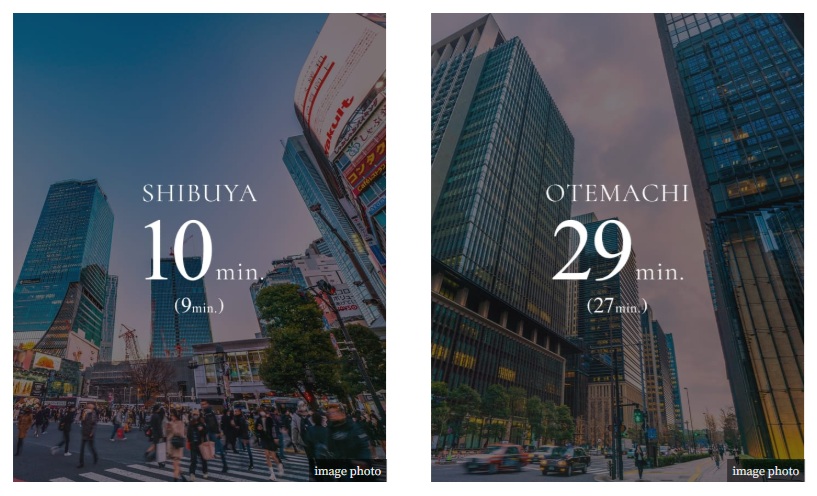 都心の主要駅へ、スマートアクセス。
「渋谷」へ、「表参道」へ、「大手町」へ乗り換えなしでアクセス。