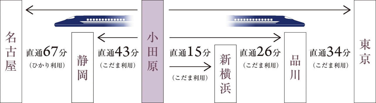 新幹線で東西の大都市へと直結する。
