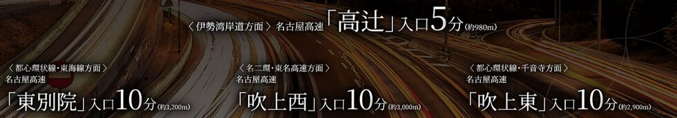 高速入口へ5分、快適なカーアクセス