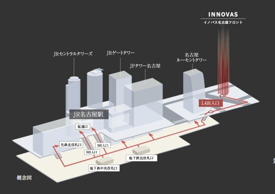 様々な明かりの演出やアートが施された地下歩道。