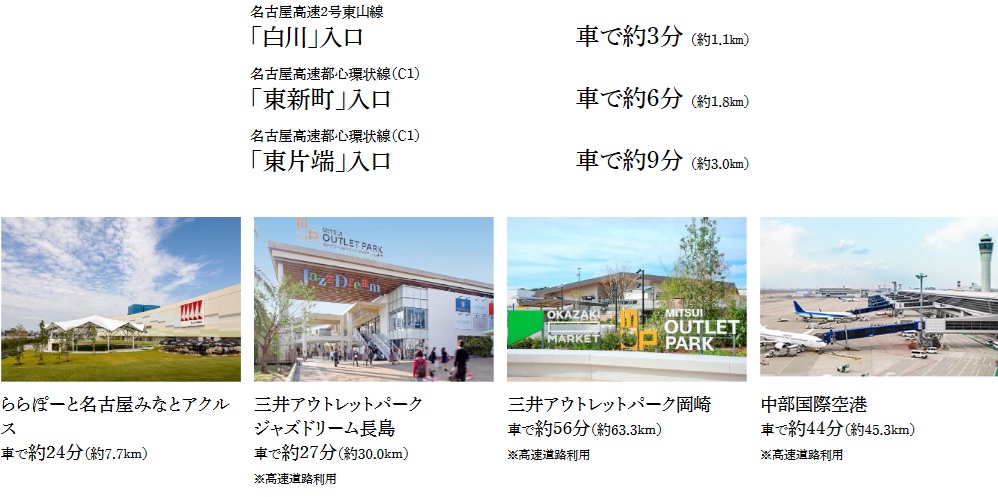 広域道路網へ快適アプローチ、遠距離通勤やレジャーに便利。