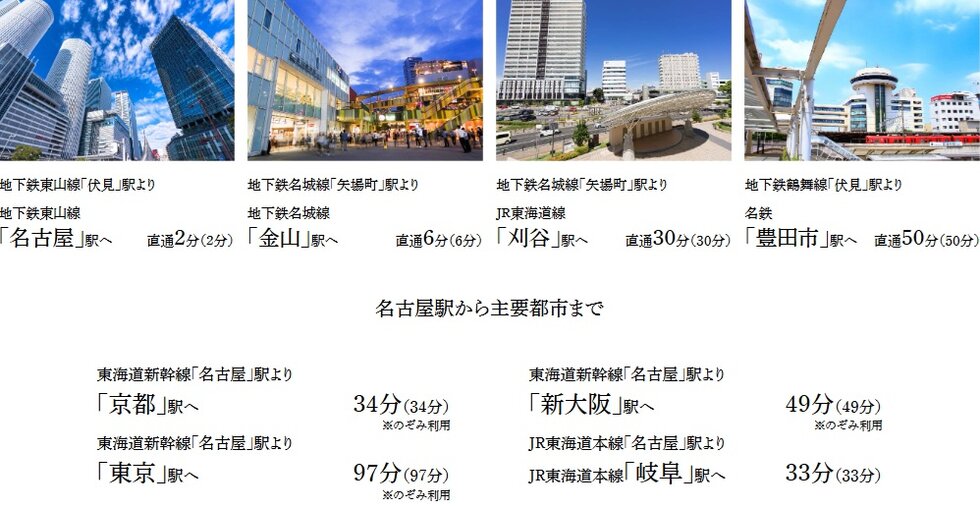 「栄」駅に加え、二つのターミナル駅が利用できることで快適な地下鉄アクセスを実現。