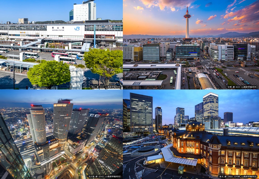 山陽新幹線停車駅「西明石」駅。
主要都市へダイレクトにつながる拠点。