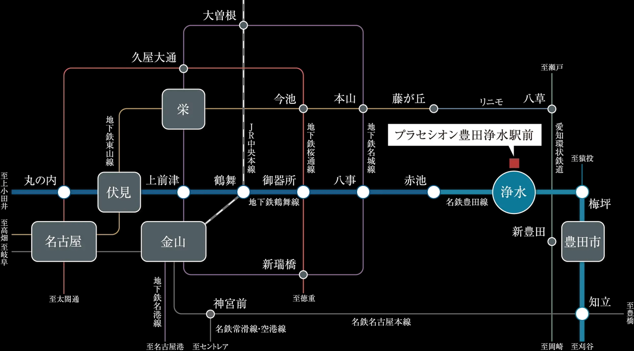 名鉄豊田線「浄水」駅徒歩2分（約140m）