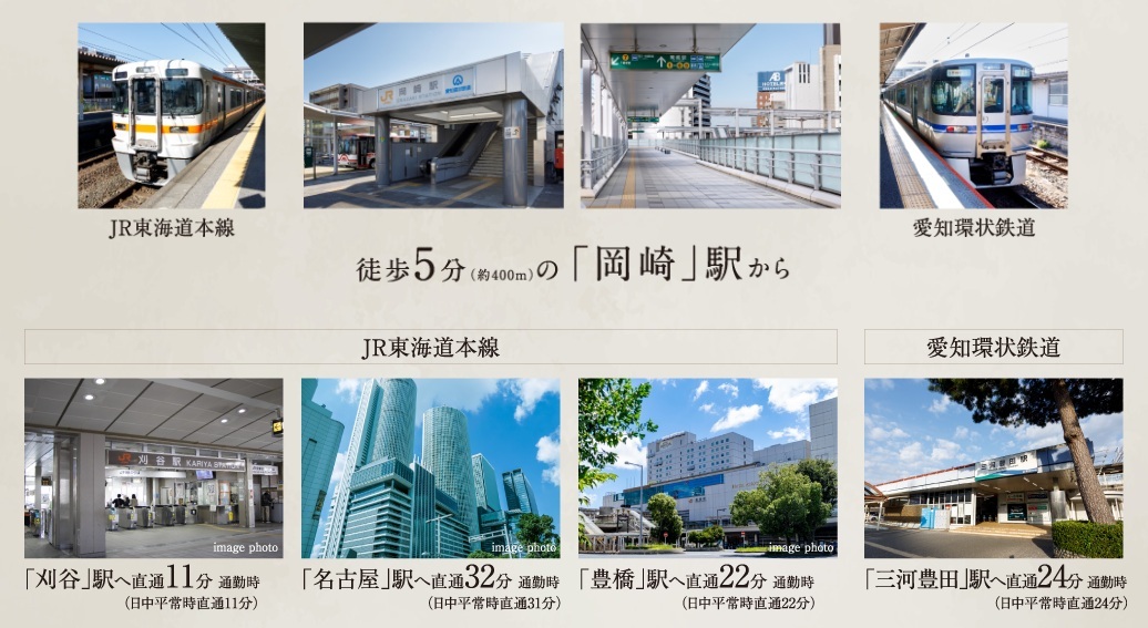 岡崎市南部の交通結節点「岡崎」駅。