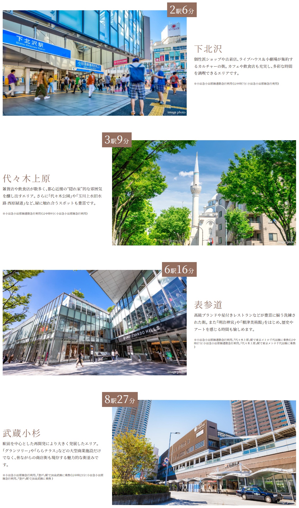 小田急沿線利用で多彩な魅力ある街へアクセス可能。