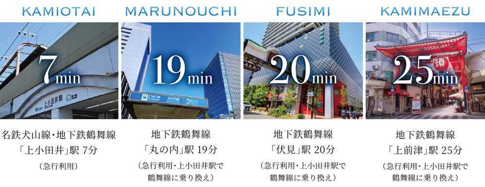 地下鉄鶴舞線に直通。ビジネスも、ショッピングも快適。