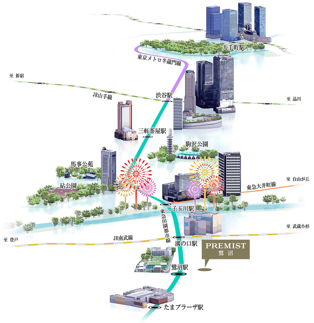 沿線に連なる街も、渋谷や都心も
日常の豊かさを高める田園都市線「鷺沼」。