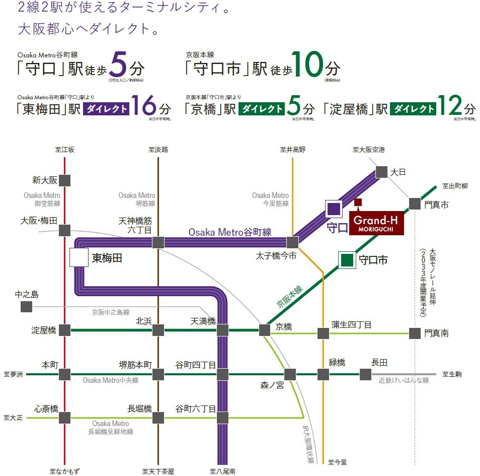 都心へダイレクトアクセス。行動範囲が拡がる2線2駅が使えるターミナルシティ