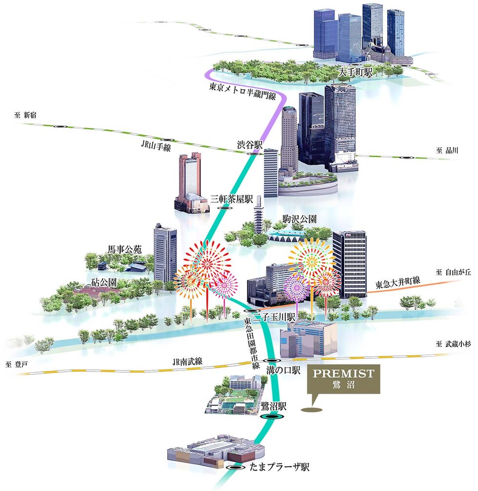 沿線に連なる街も、渋谷や都心も
日常の豊かさを高める田園都市線「鷺沼」。