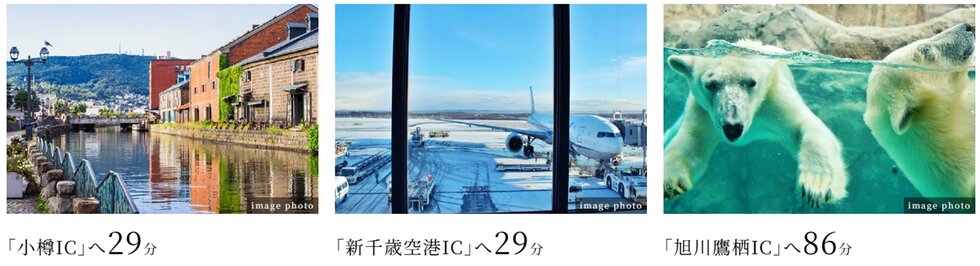 車で7分(約4.6km)の｢大谷地IC｣より