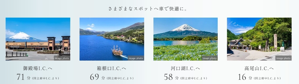 各方面へ高速道路を活かしてスムーズに移動できるカーアクセス。