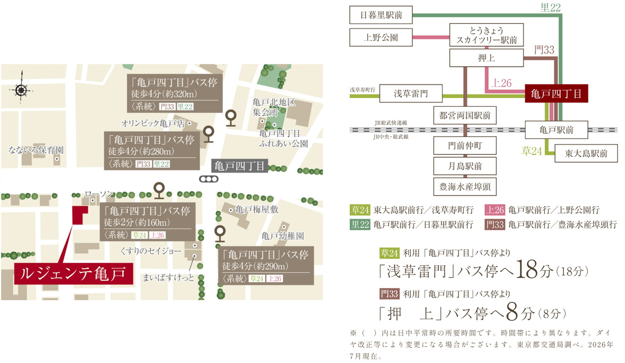 BUS ACCESS
さらなるアクセス利便を補う、徒歩2分からのバス便利用。