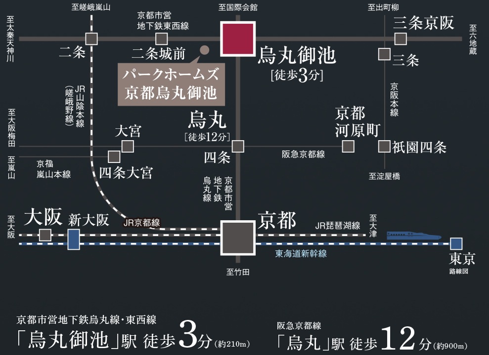京都駅へ直通、地下鉄2線を自在に。