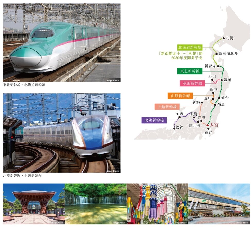 北陸・東北方面へのアクセスは「大宮」から。
主要都市へスピーディに広がる、新幹線ネットワーク。