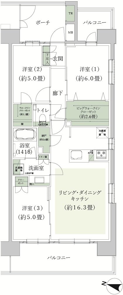 クレストプライムレジデンス 間取り AC-O1タイプ［七番街］