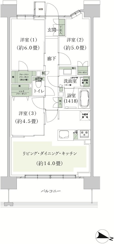 クレストプライムレジデンス 間取り BC-Fタイプ［七番街］