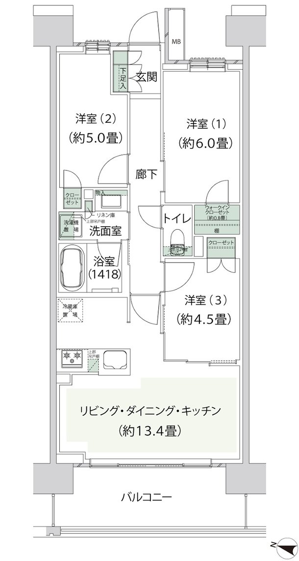 クレストプライムレジデンス 間取り A-Cタイプ［七番街］
