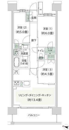 クレストプライムレジデンス 間取り A-Cタイプ［七番街］