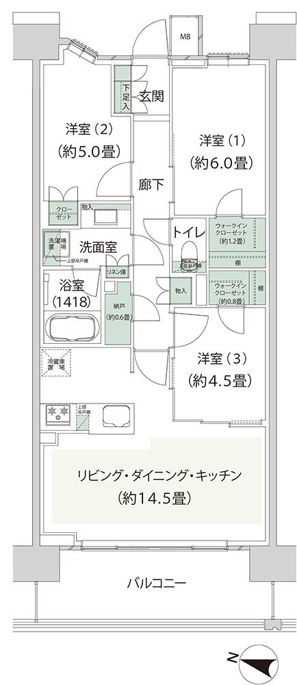 クレストプライムレジデンス 間取り AC-H3 type［七番街］