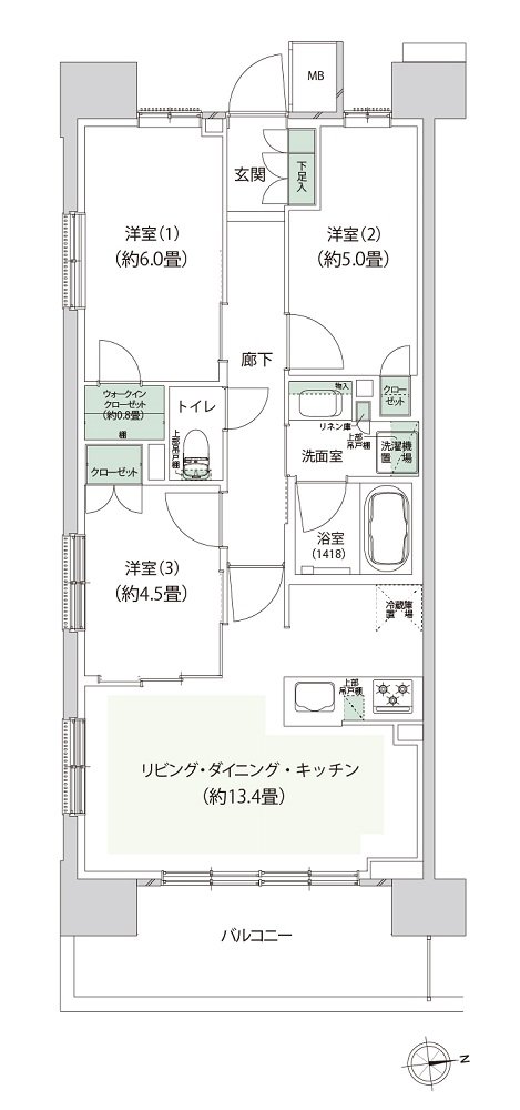 クレストプライムレジデンス 間取り B-Aタイプ［五番街 第6期9次］
