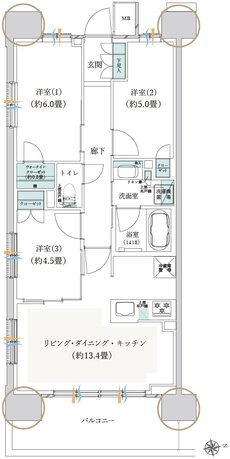 クレストプライムレジデンス 間取り B-Aタイプ［五番街 先着順］