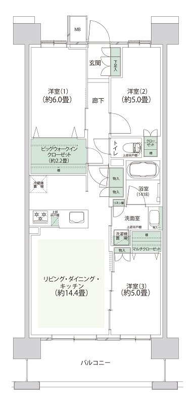 クレストプライムレジデンス 間取り P-C1タイプ［五番街 第6期13次］