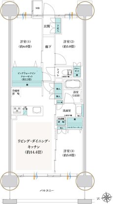 クレストプライムレジデンス 間取り P-C1タイプ［五番街 先着順］