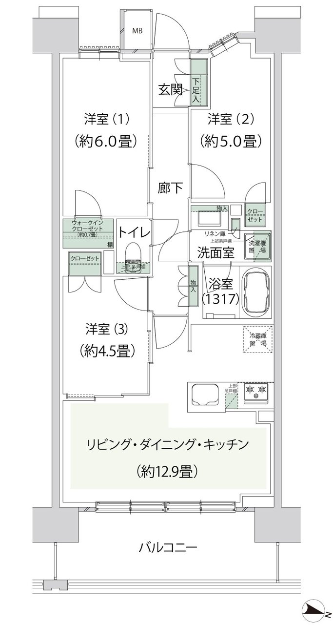 クレストプライムレジデンス 間取り B-D1タイプ［七番街］