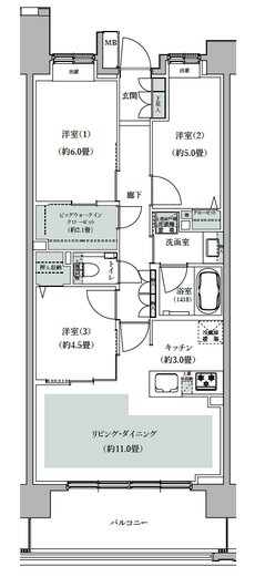 クレストプライムレジデンス 間取り S-Gタイプ［弐番街］
