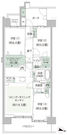 クレストプライムレジデンス 間取り B-Kタイプ［七番街］