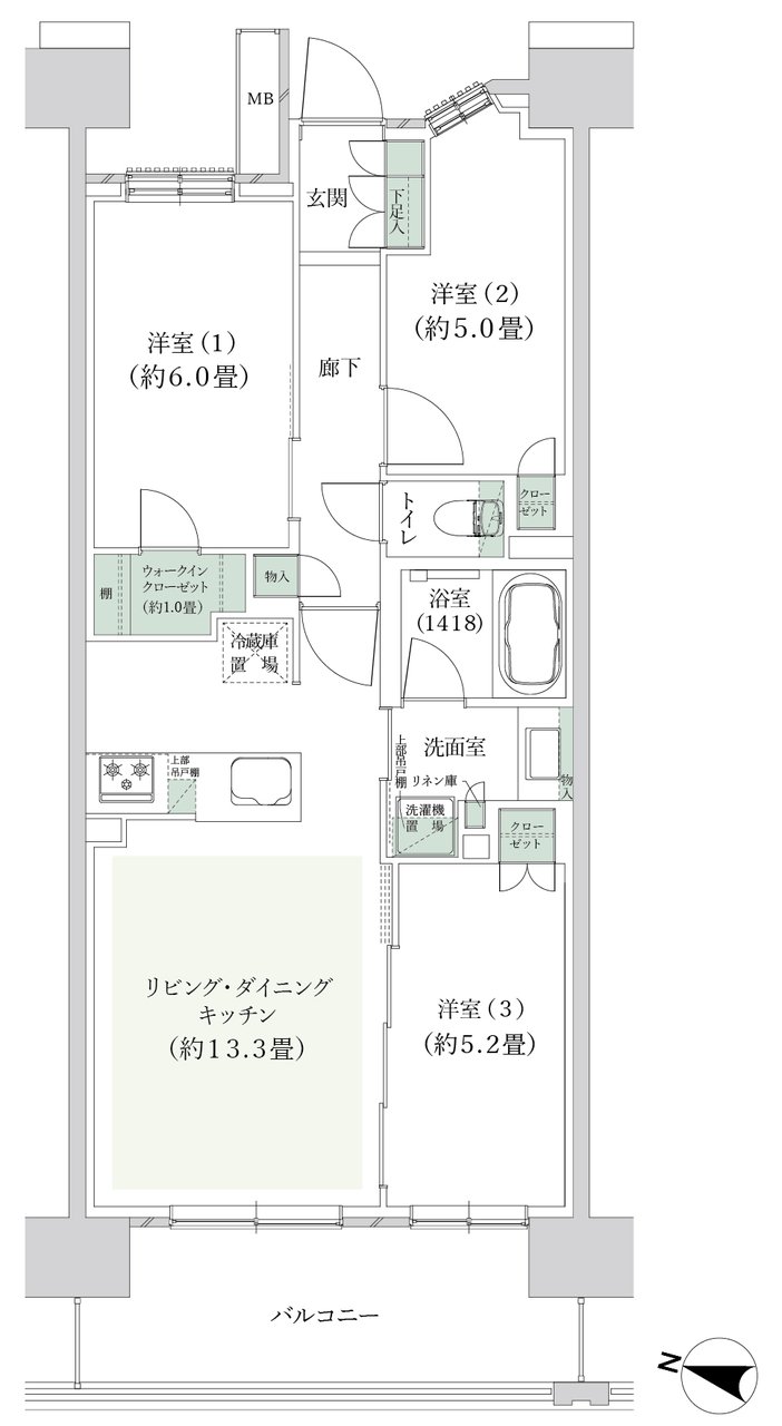 クレストプライムレジデンス 間取り A-D1タイプ［七番街］