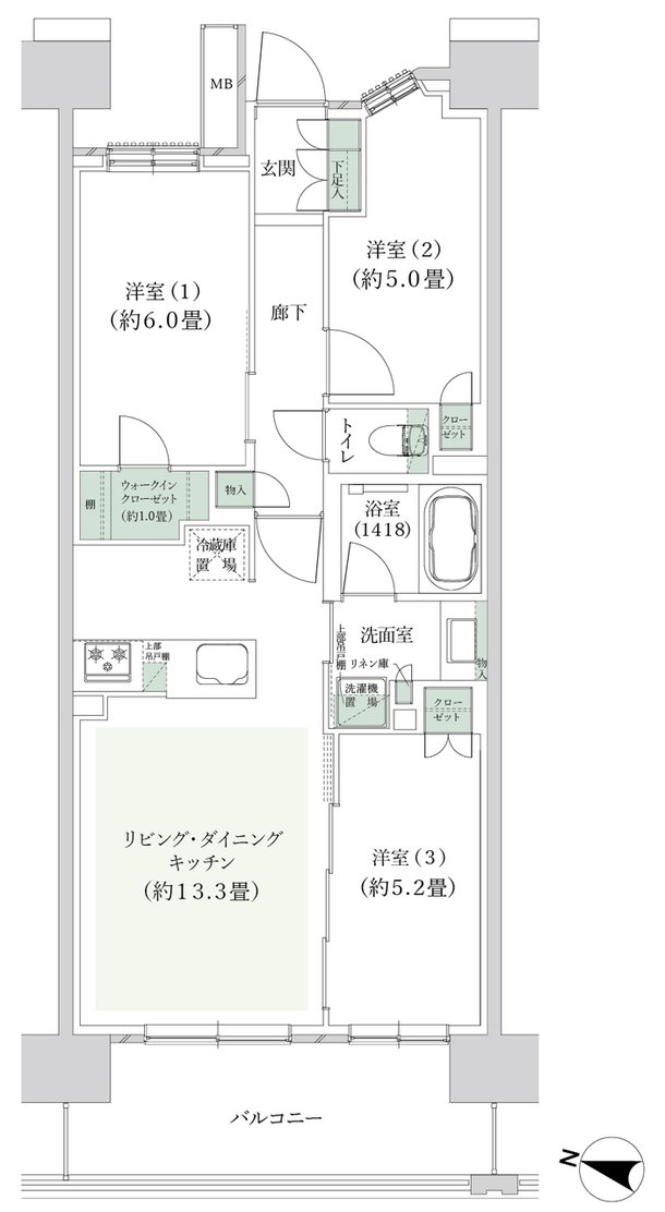 クレストプライムレジデンス 間取り A-D1タイプ［七番街］
