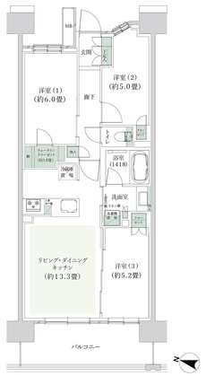 クレストプライムレジデンス 間取り A-D1タイプ［七番街］