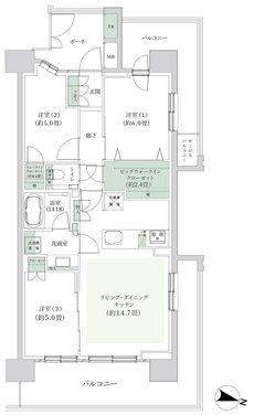 クレストプライムレジデンス 間取り B-Aタイプ［七番街］
