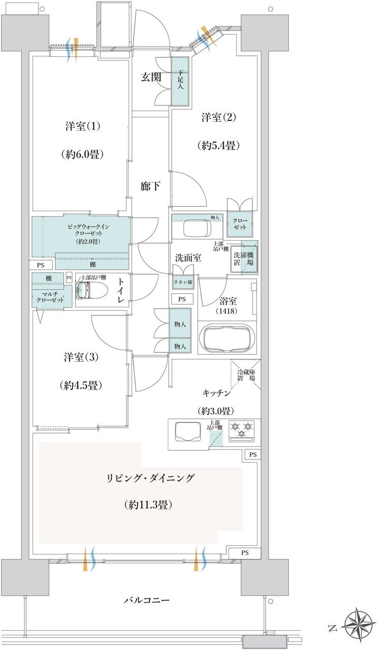 クレストプライムレジデンス 間取り P-Bタイプ［五番街 第6期11次］