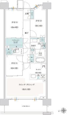 クレストプライムレジデンス 間取り P-Bタイプ［五番街 第6期11次］