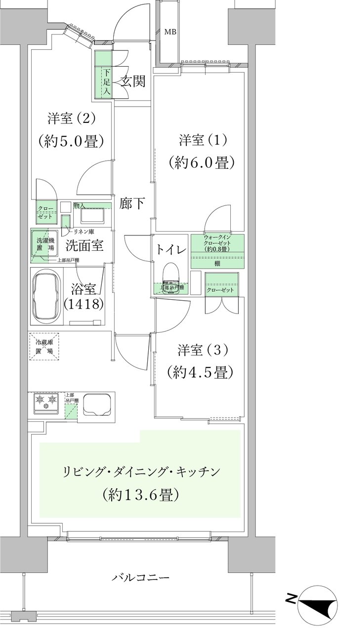 クレストプライムレジデンス 間取り A-E2タイプ［七番街］