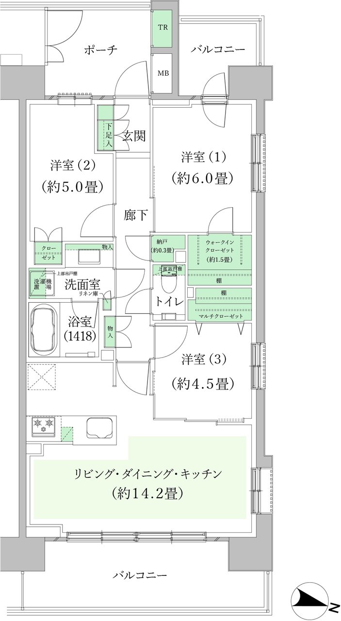 クレストプライムレジデンス 間取り B-L2タイプ［七番街］