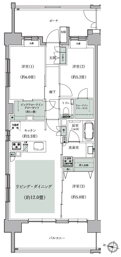 クレストプライムレジデンス 間取り B-Jタイプ［弐番街］