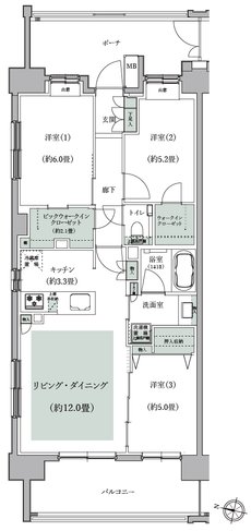 クレストプライムレジデンス 間取り B-Jタイプ［弐番街］