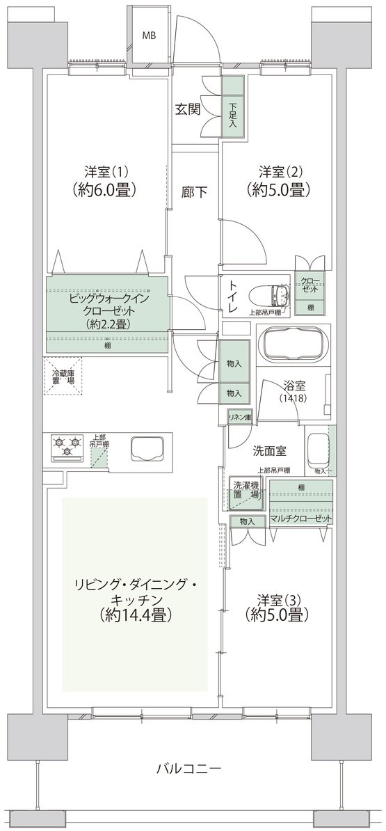 クレストプライムレジデンス 間取り P-C2タイプ［五番街 第6期16次］
