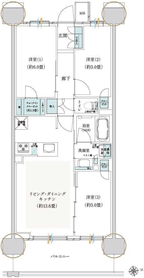 クレストプライムレジデンス 間取り B-C3タイプ［五番街 第6期16次］
