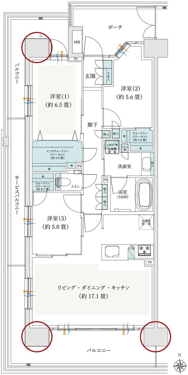クレストプライムレジデンス 間取り S-Aタイプ［八番街］