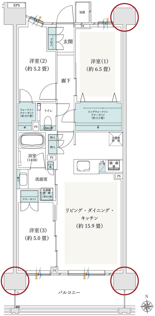 クレストプライムレジデンス 間取り S-Cタイプ［八番街］